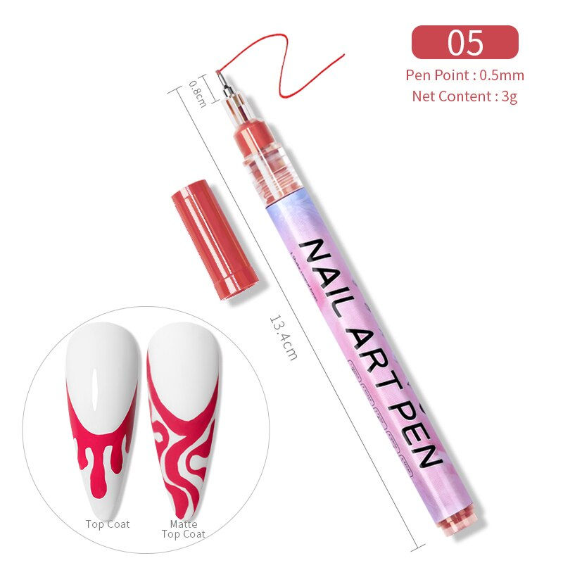Thumbnail: 1Pc Waterproof Nail Art Graffiti Pen Abstract Lines Flower Sketch Drawing Nail 