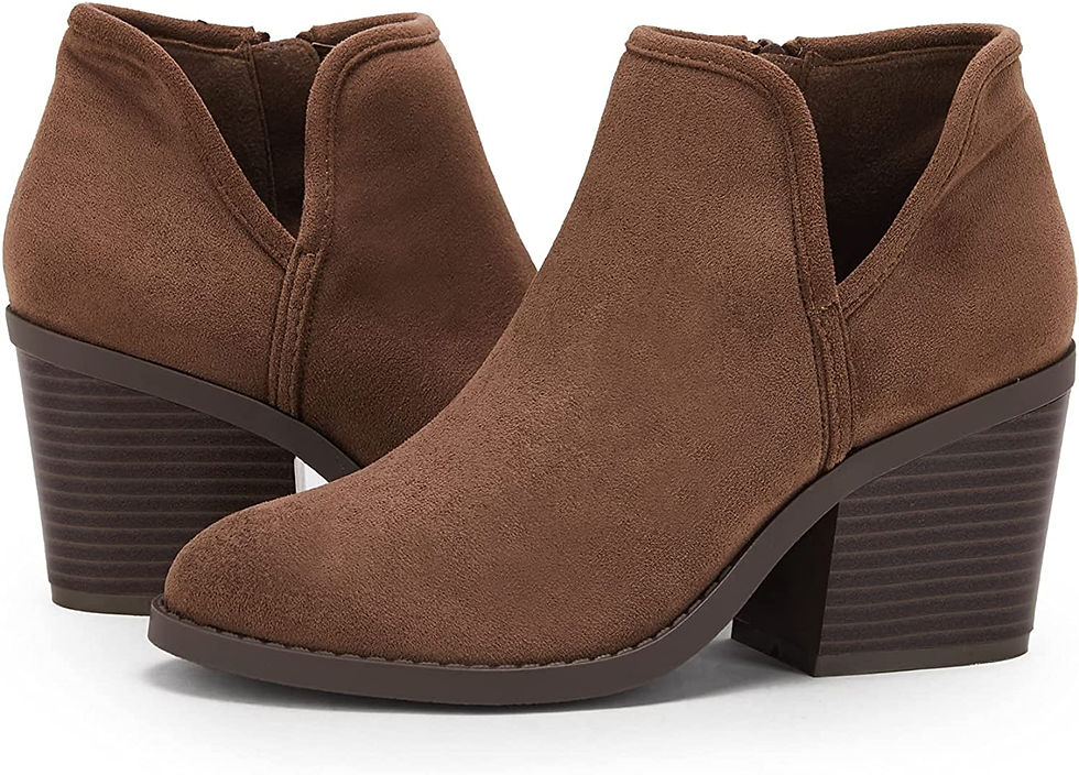 Thumbnail: PiePieBuy Womens Ankle Boots Chunky Stacked Heel Slip on Shoes Faux Suede Side 
