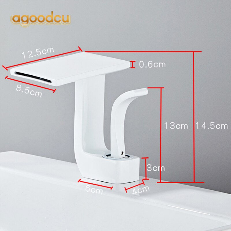 Thumbnail: Bathroom Sink Basin Faucet Modern Square Design Waterfall Hot Cold Water Mixer 