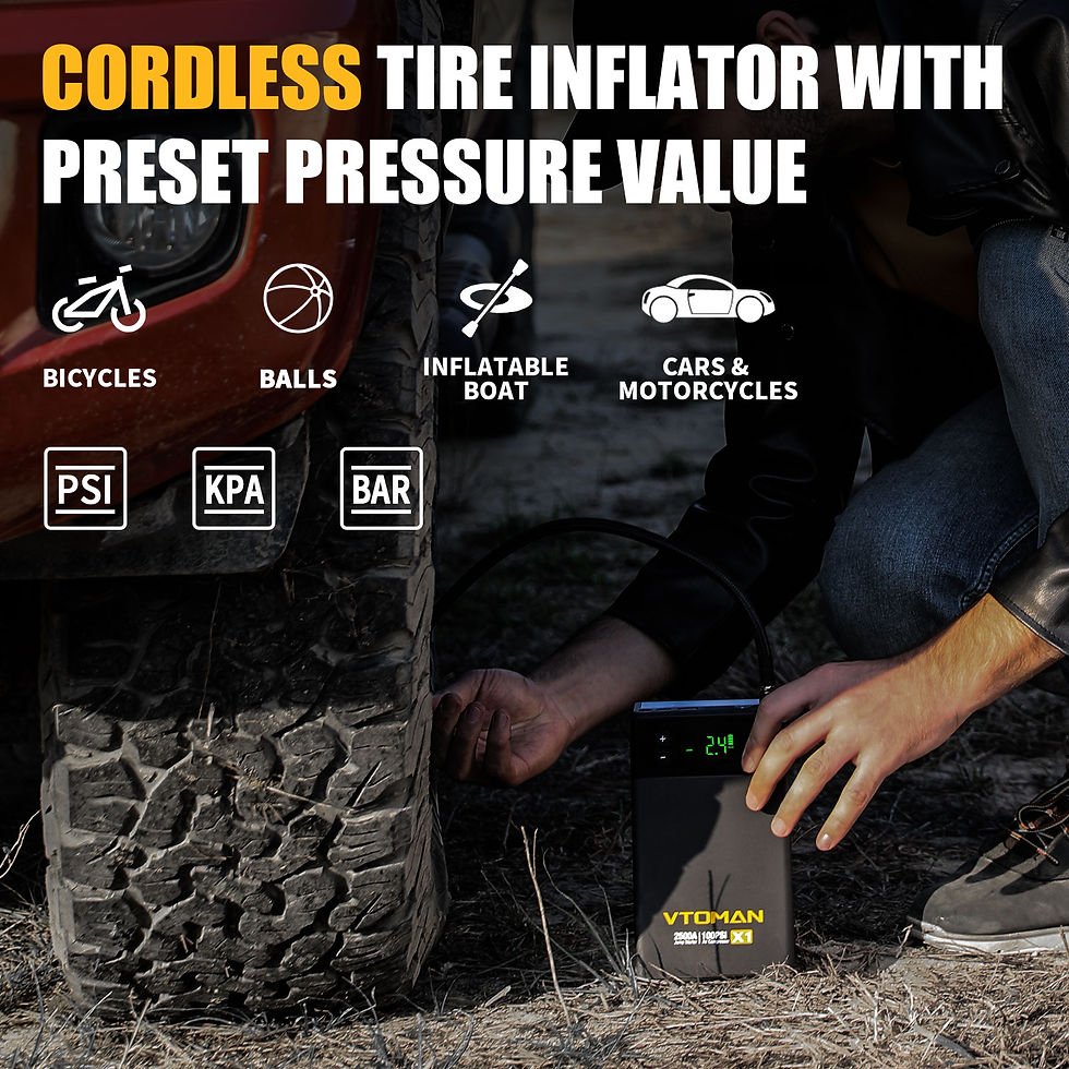 الصورة المصغرة: VTOMAN Car Jump Starter With 100PSI Air Compressor Power Bank Portable Air Pump