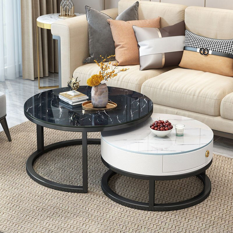 Thumbnail: Nordic 2pcs NEW Living Room White Журнальные столики Marble Texture Combination