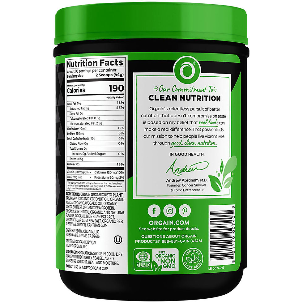 الصورة المصغرة: Orgain Keto Vegan Protein Powder, Vanilla, 10g Plant Protein, 0.97 lb