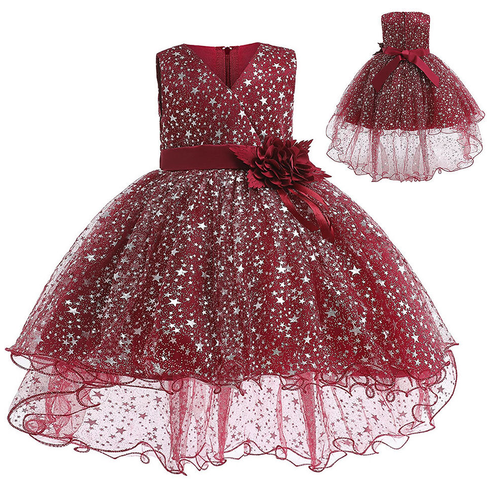 Thumbnail: Flower Toddler Girl Princess Wedding Dress Pageant Birthday Christmas Dress