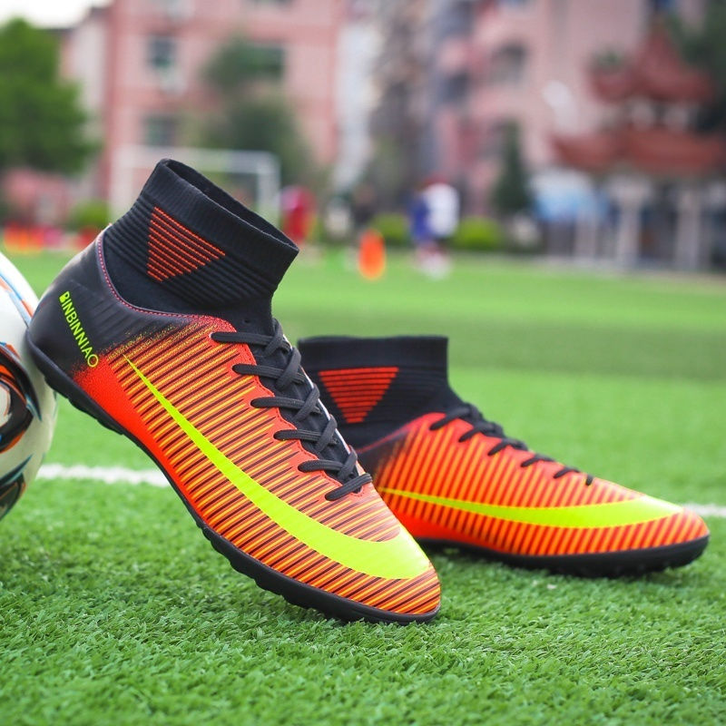 Thumbnail: Adult and Children's Soccer Shoes Outdoor Sports Youth Football Shoes Waterproo
