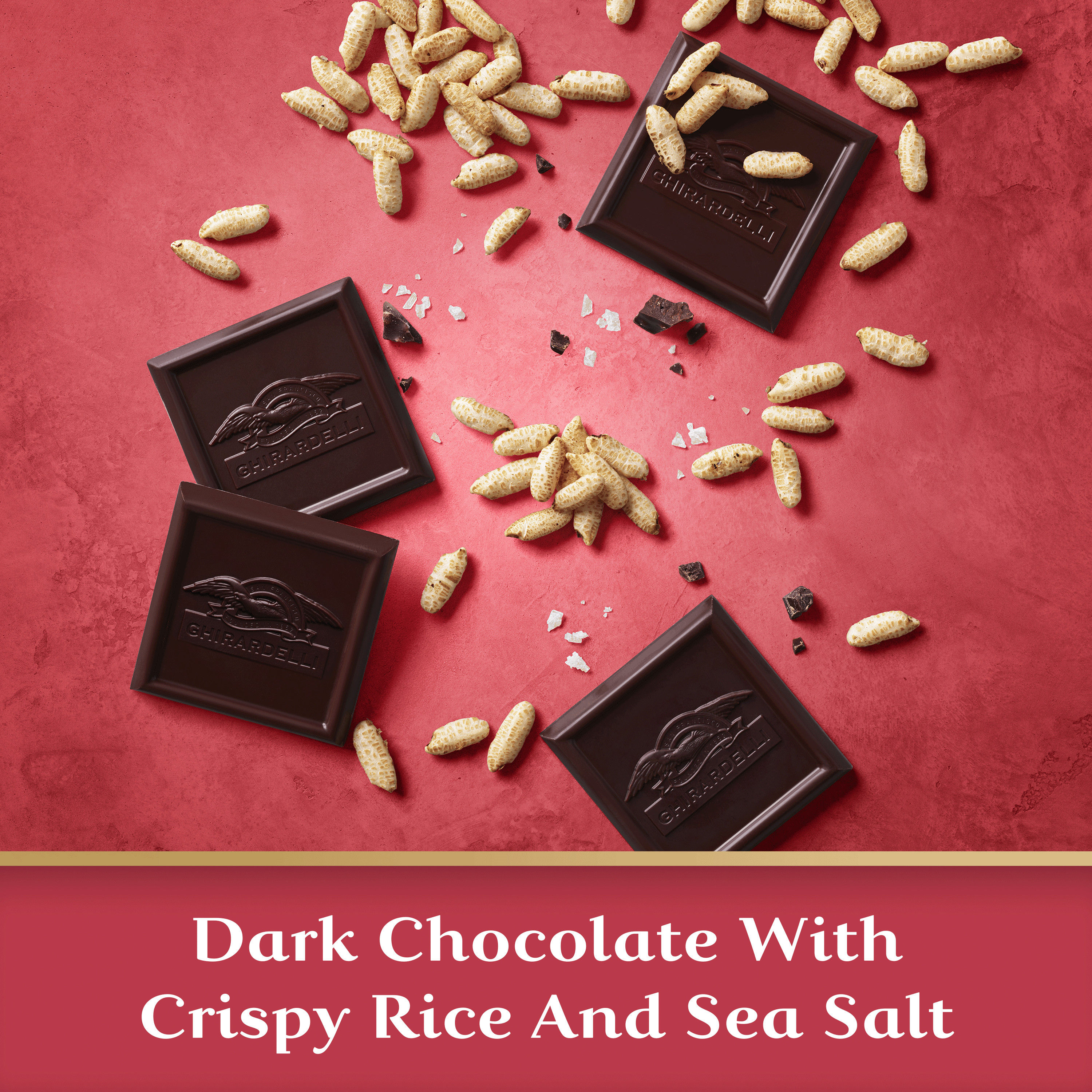 GHIRARDELLI Intense Dark Chocolate Squares, Crispy Rice, 7.1 Oz Bag