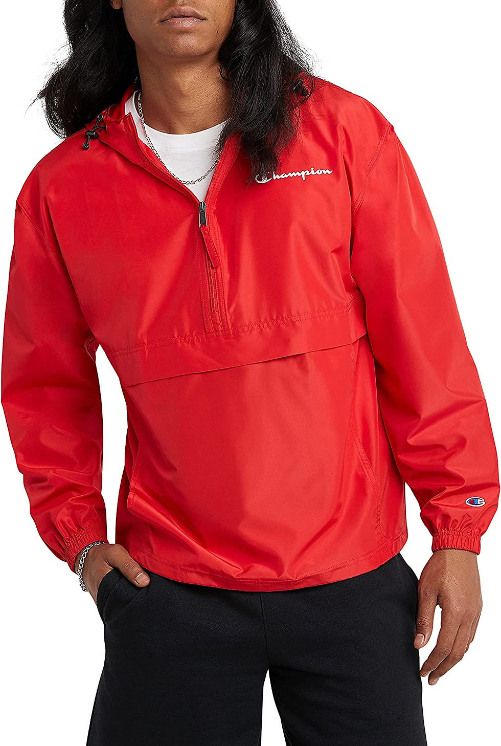 Thumbnail: Champion Men's Packable Recycled Windbreaker Jacket, Wind- and Water-Resistant 