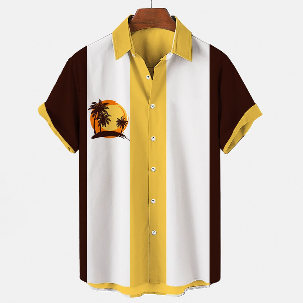Thumbnail: Shirts For Men Hawaiian Shirt Men's Beach Summer Outdoor Vintage Yellow Striped