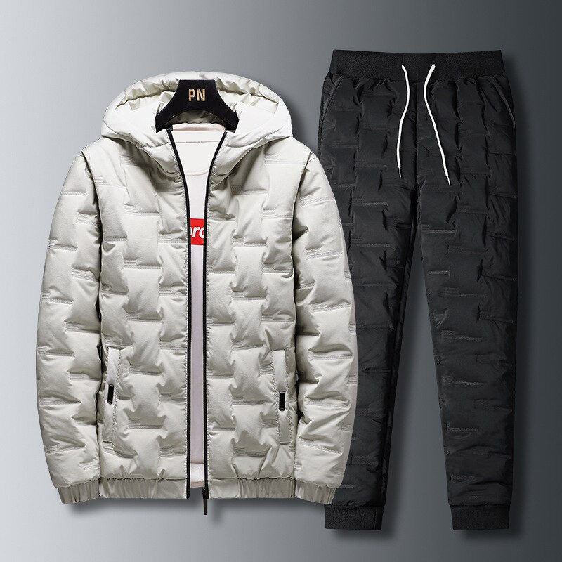 Thumbnail: (jacket+trousers)2022 winter Mens fashion Parkas Mens Overcoat Winter Casual Ja