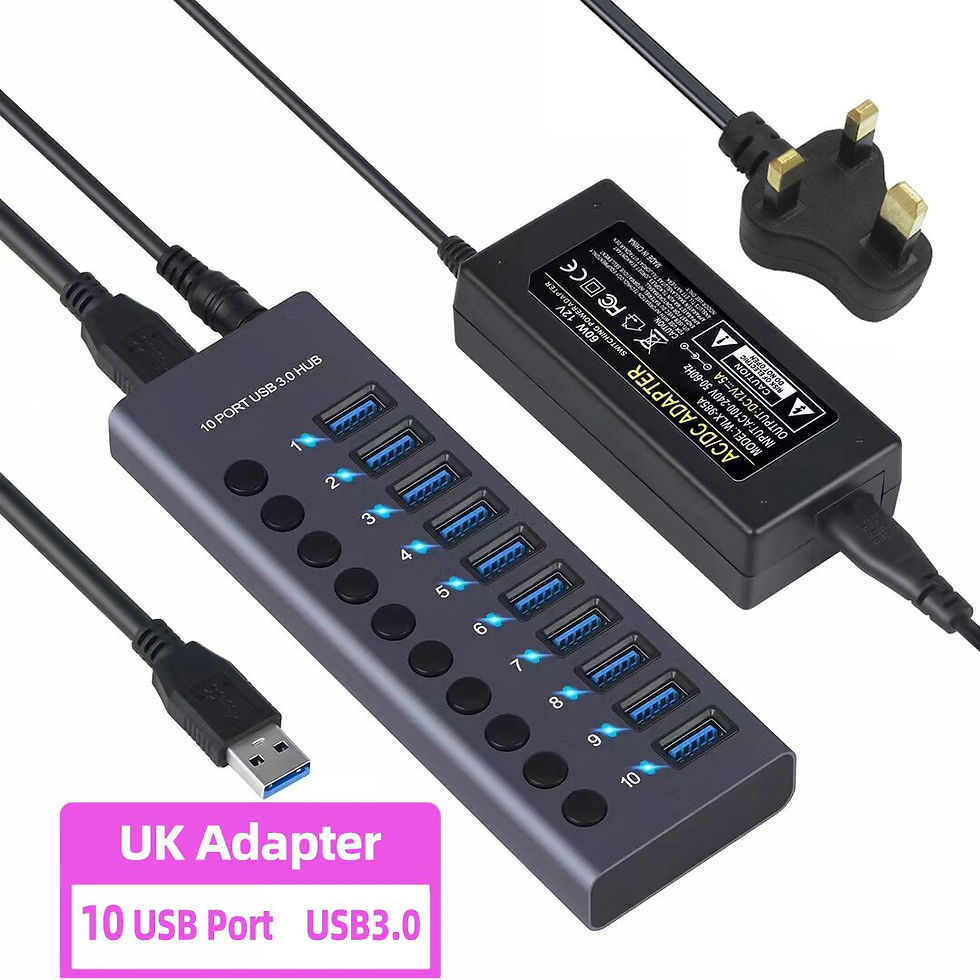 Thumbnail: 10 Ports USB3.0 Splitter Computer Extender USB HUB 2.4A Fast Charging PD Port E