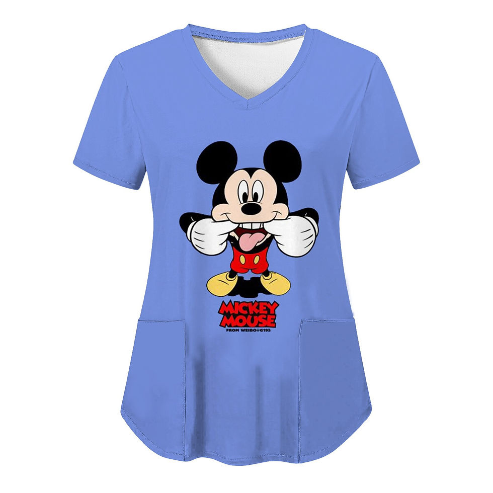 Thumbnail: Woman Clothes Nurse Uniform T-shirt Pocket T-shirts V Neck Tops Disney Hospital