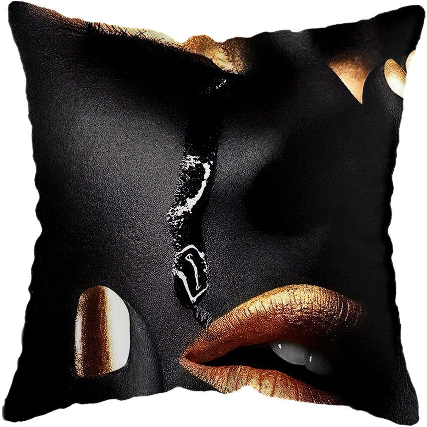 Miniature : 45*45CM Modern Living Room Black Gold African Lady Woman Style Look Art Deco So