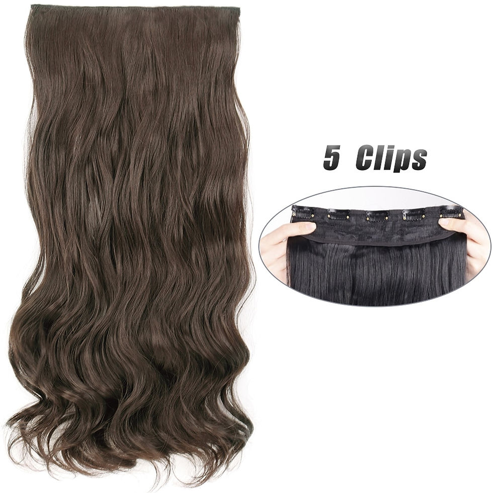 Thumbnail: Synthetic 5 Clip In Hair Extensions Long Straight Hairstyle Hairpiece Black Bro