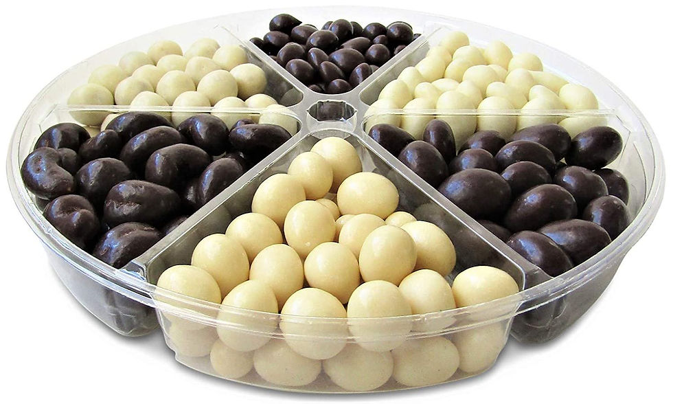 Thumbnail: Gourmet Holiday White & Dark Chocolate Nuts and Fruit 6 Part Easter Gift Tray b