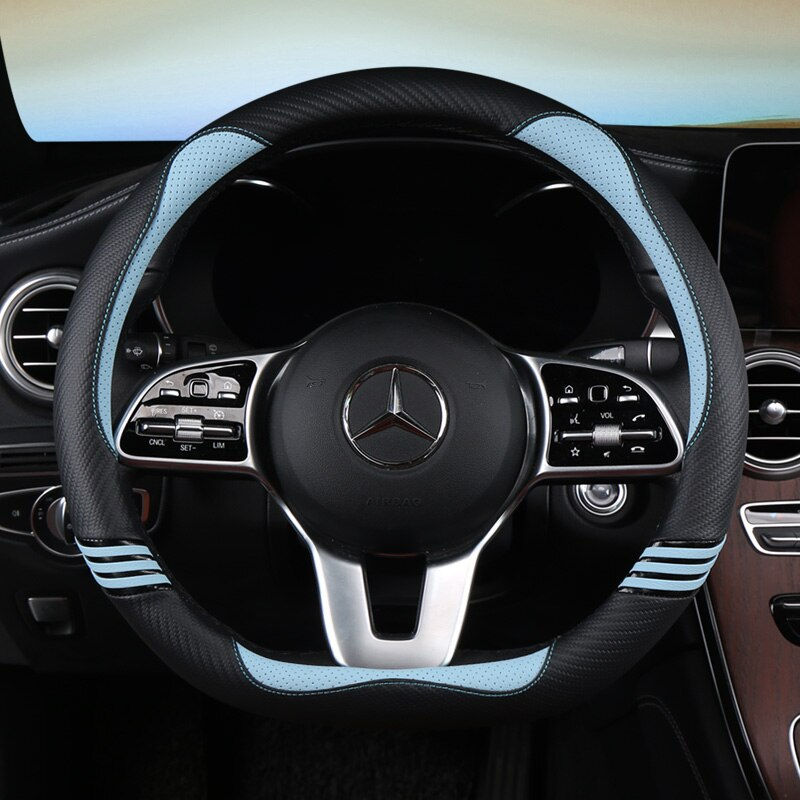Miniatura: Carbon Fibre Leather Car Steering Wheel Cover For Mercedes Ben AMG 38cm Models 