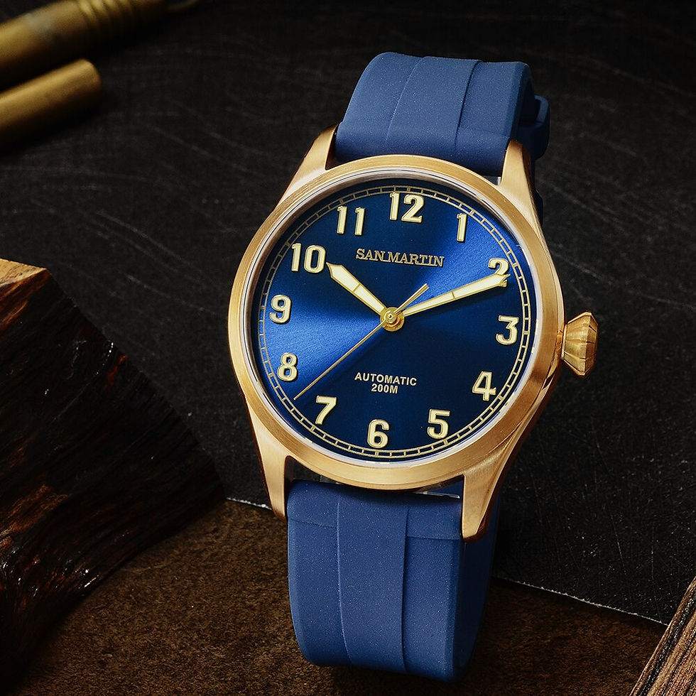Thumbnail: San Martin Bronze Watch Men Skeleton Retro Diver Automatic Mechanical Watch MOP