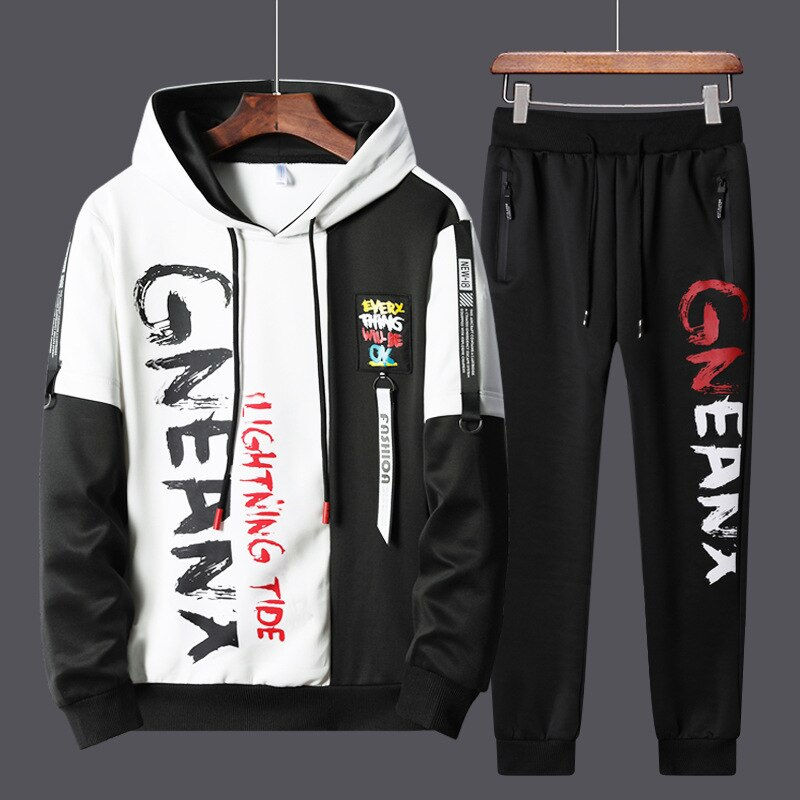 Miniatura: 2023 New Tracksuit Men Casual Long Sleeve Hooded Mens Two Piece Hoodie+Pants Se