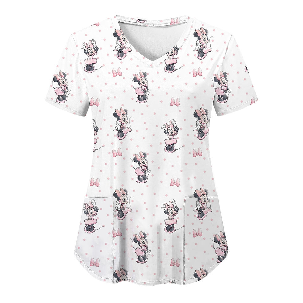 Thumbnail: Pocket Woman Clothes Disney T Shirt Hospital T-shirts Summer Tops Minnie Mouse 