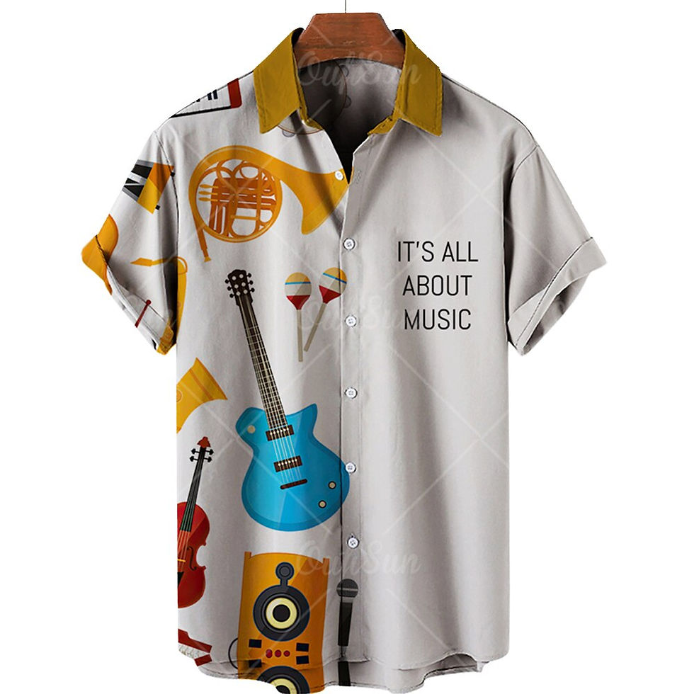 Thumbnail: Summer Guitar Stripe 3d printed shirts for Men's beach summer outdoor Shirts Lo