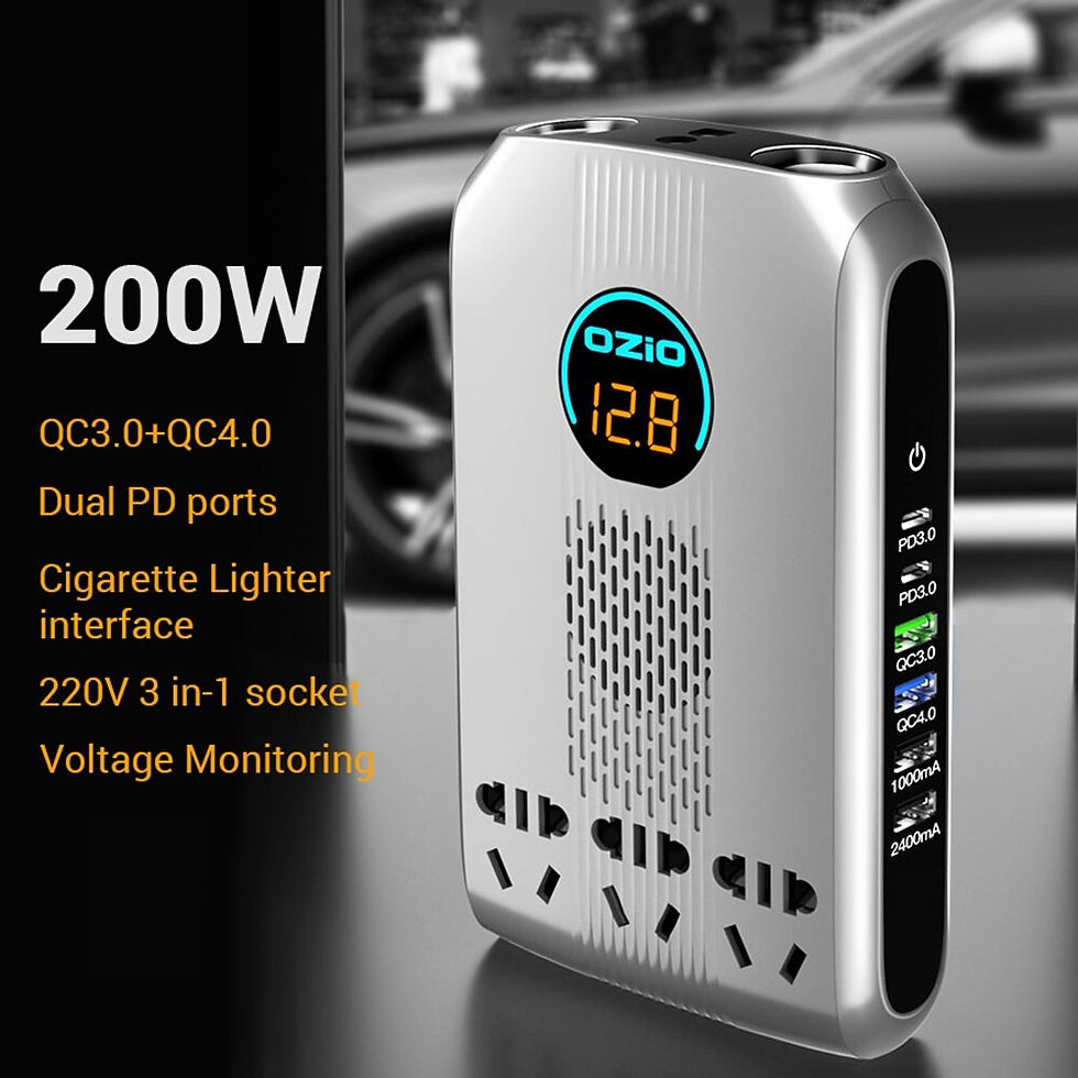 Thumbnail: 6 USB Car Charger QC3.0 PD Fast Charging 200W 12V 24V To 220V LED Screen Car In
