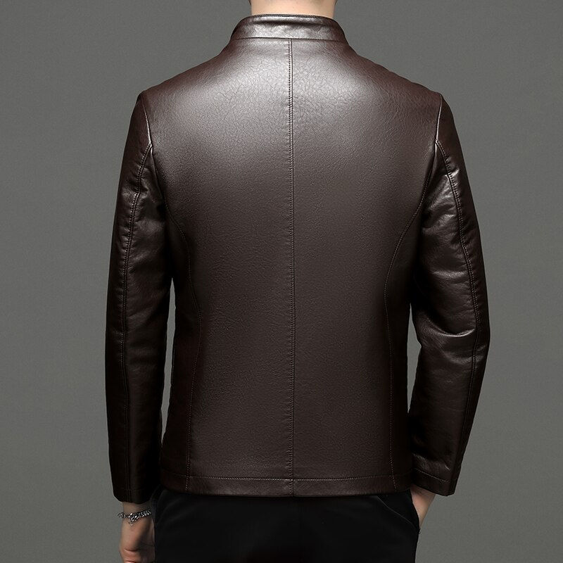 Miniature : New Wintersweet Men's Baseball Collar Leather Coat Spring and Autumn High-End M