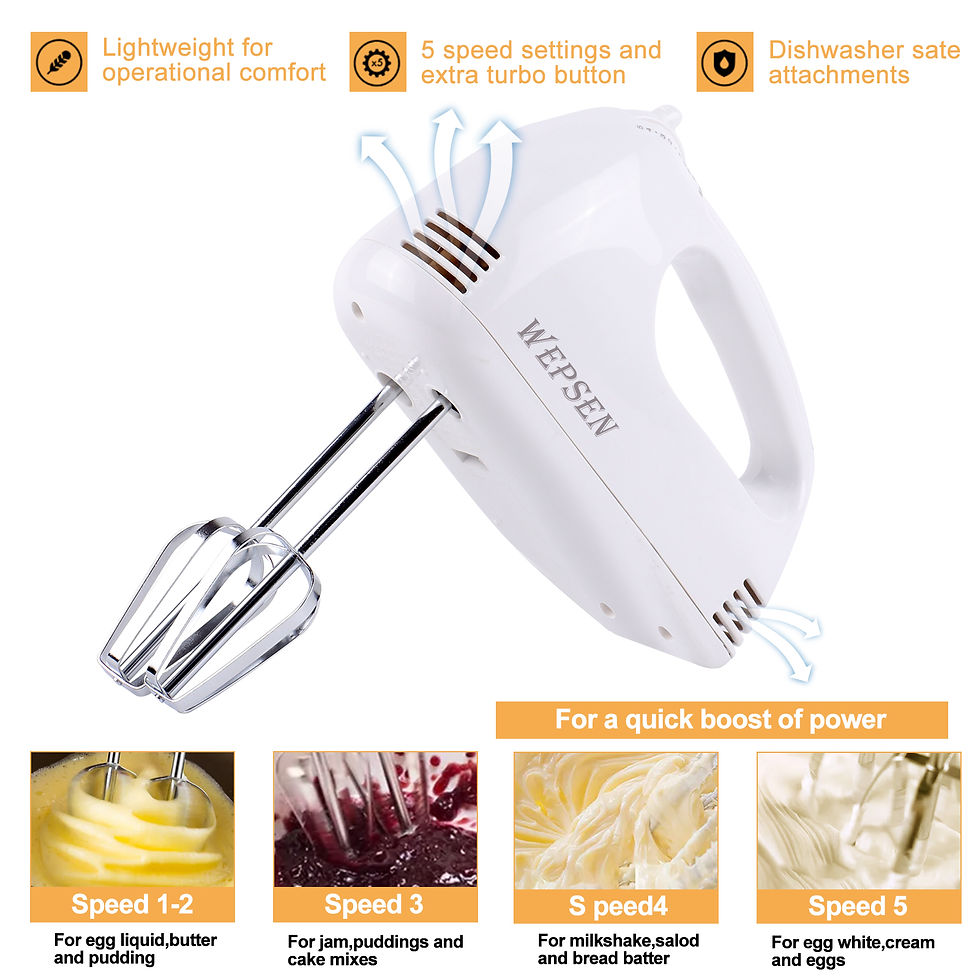 Thumbnail: Electric Hand Mixer with Mixing Bowls Set, Hand Mixers for Kitchen, 5-Speeds Ha