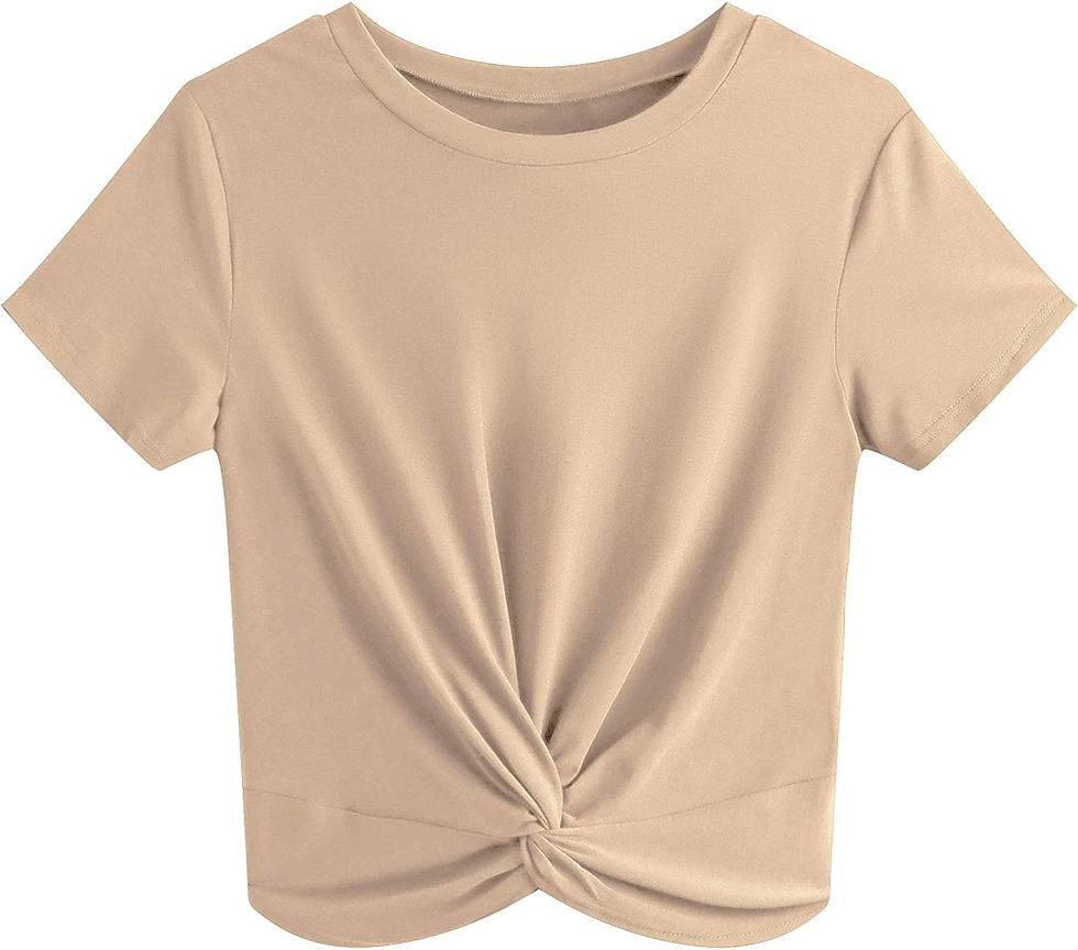 Thumbnail: JINKESI Women's Summer Causal Short Sleeve Blouse Round Neck Crop Tops Twist Fr