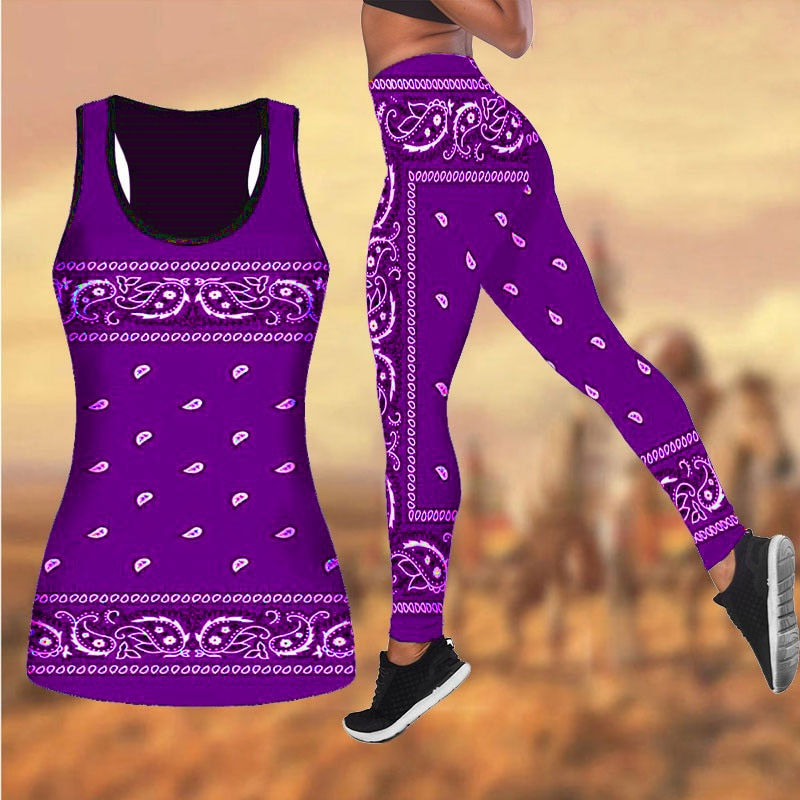 Thumbnail: Yoga Outfit For Women Fashion Bandana Pattern 3D Printed Workout Leggings Fitne