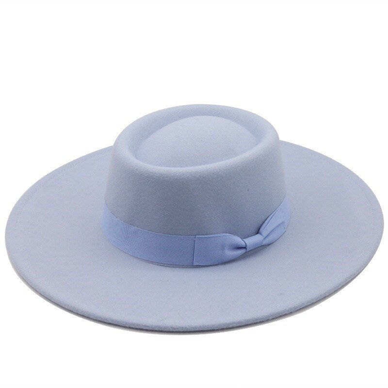 Thumbnail: 9cm Wide Brim summer  Bowknot Bowler Hat Fedoras Ladies Elegant Retro British W