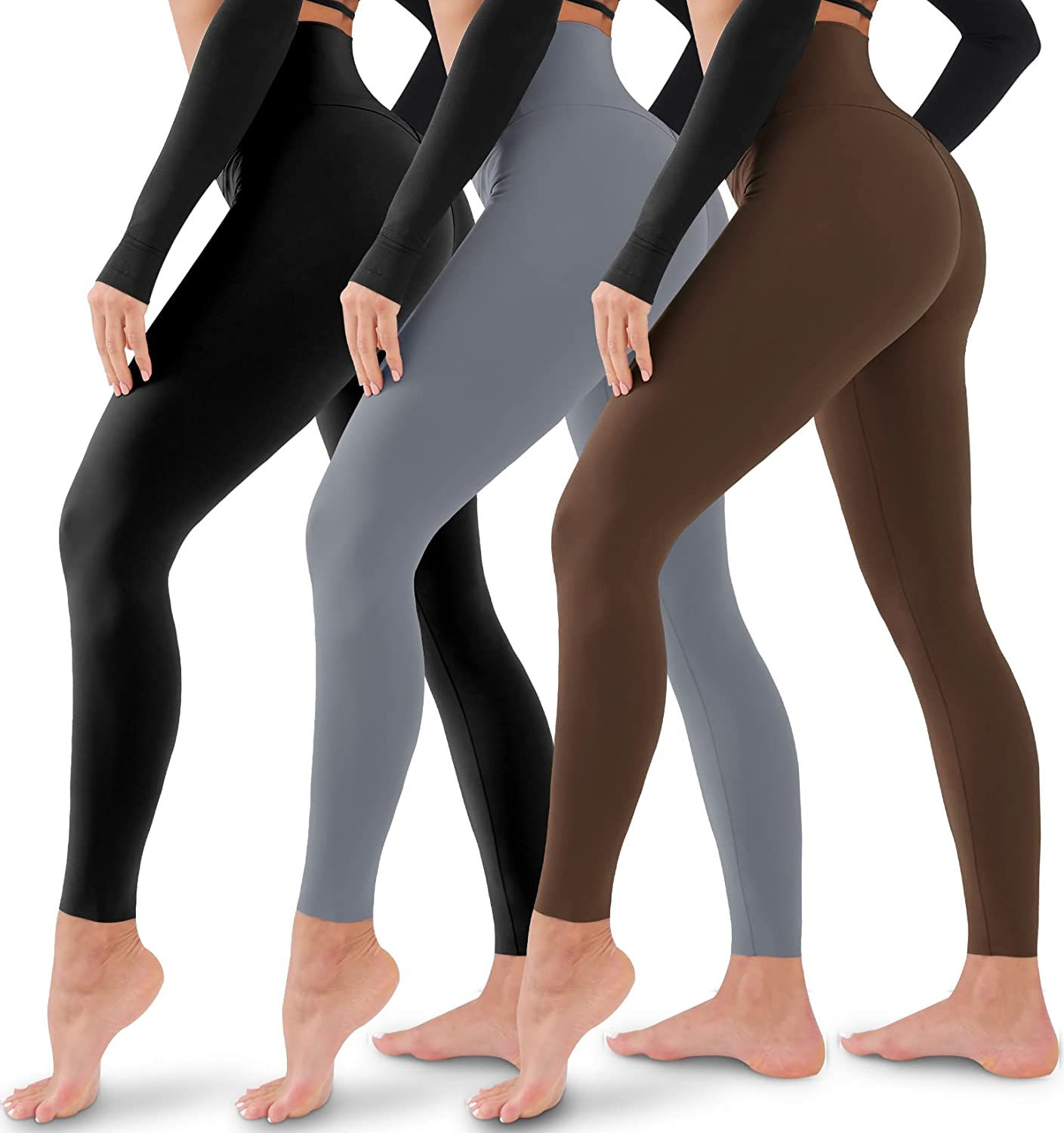 3 Pack Leggings for Women-No See-Through High Waisted Tummy Control Yoga Pants 