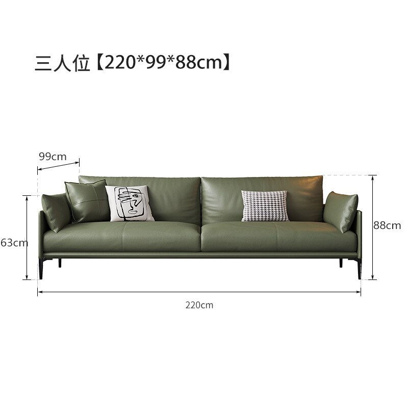 Thumbnail: Nordic Napa leather living room sofa small family light luxury modern minimalis