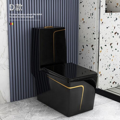 Thumbnail: Black Toilet Ceramic Siphon Sit Toilet Color Personality Pumping Toilet Bowl