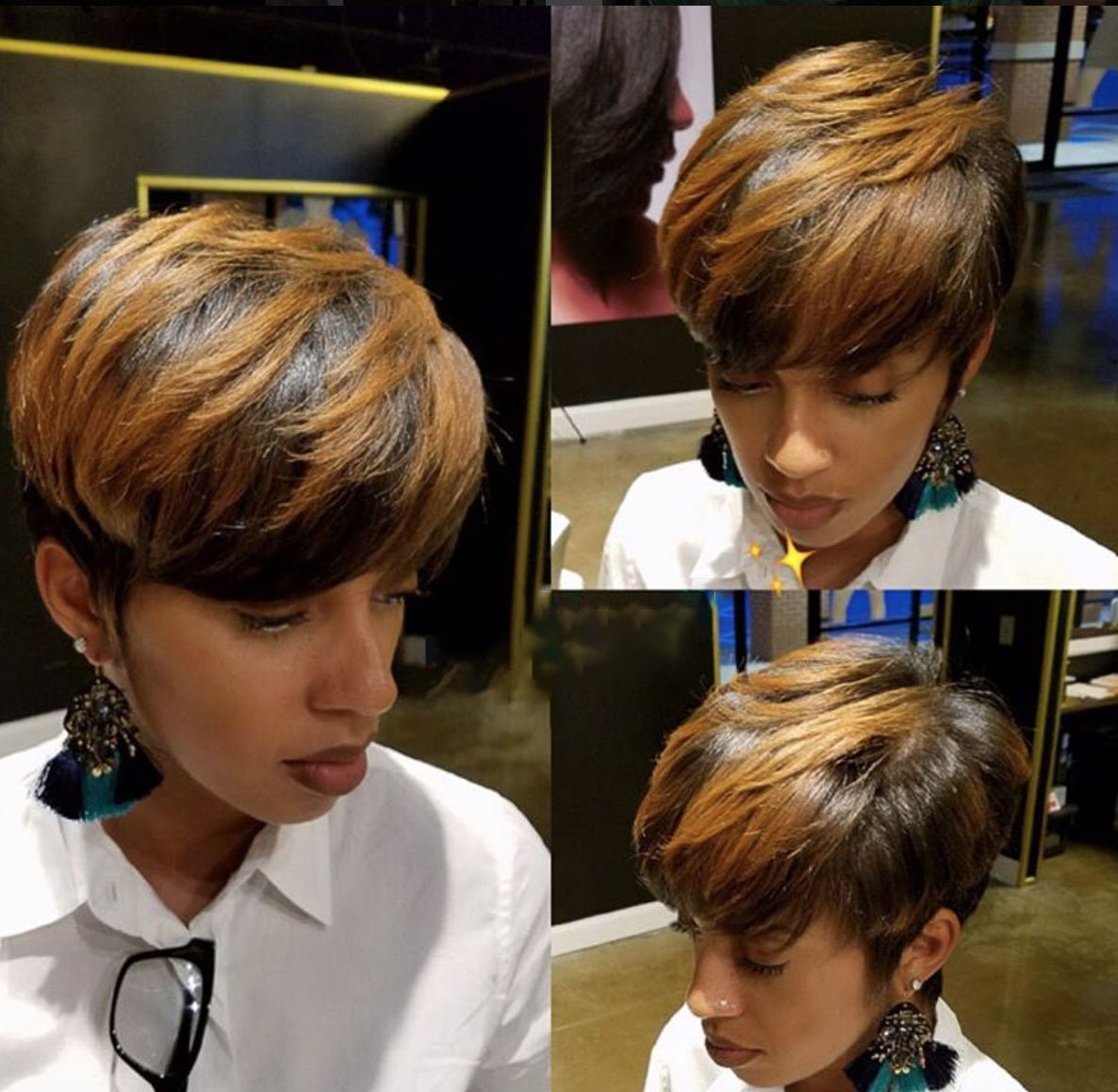 BeiSDWig Synthetic Short Haircuts for Women Natural Pixie Cut Wigs for Black/Wh