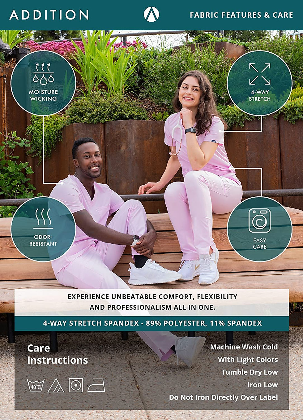 Thumbnail: Adar Addition Go-Higher Scrub Set for Women - Notched V-Neck Scrub Top & Skinny