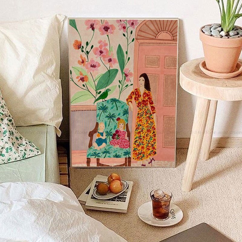 Thumbnail: Modern Multicolored Abstract Garden PLants Art Poster Decoracion Painting Wall 