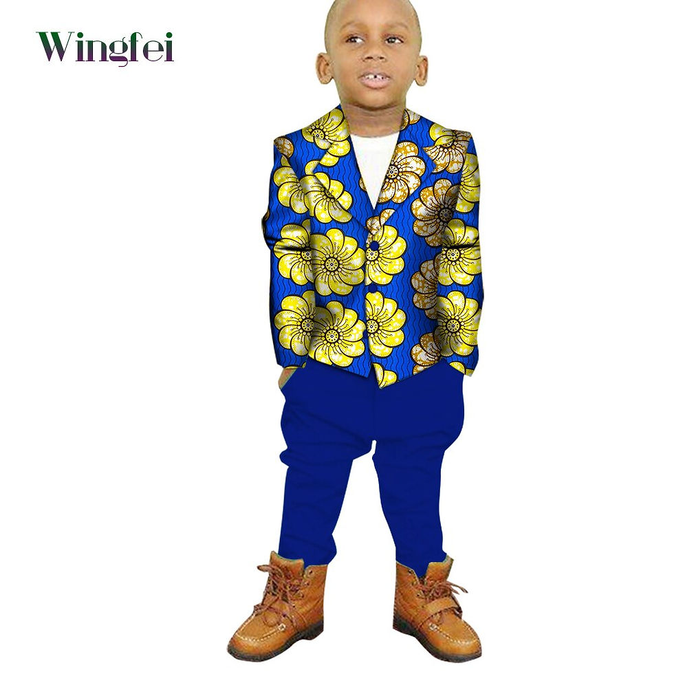 Thumbnail: African Clothes for Children 2 Pieces Set Ankara Print Blazer and Pant Dashiki 