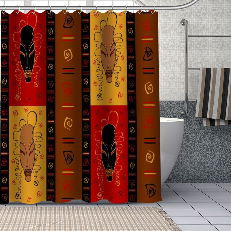 Thumbnail: African Ethnic Flower Pattern Shower Curtains Geometry Bathroom Curtain Fabric 