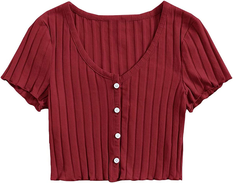 Thumbnail: Romwe Women's Casual Summer Crop Top Short Sleeve V Neck Tee Button Ribbed Blou