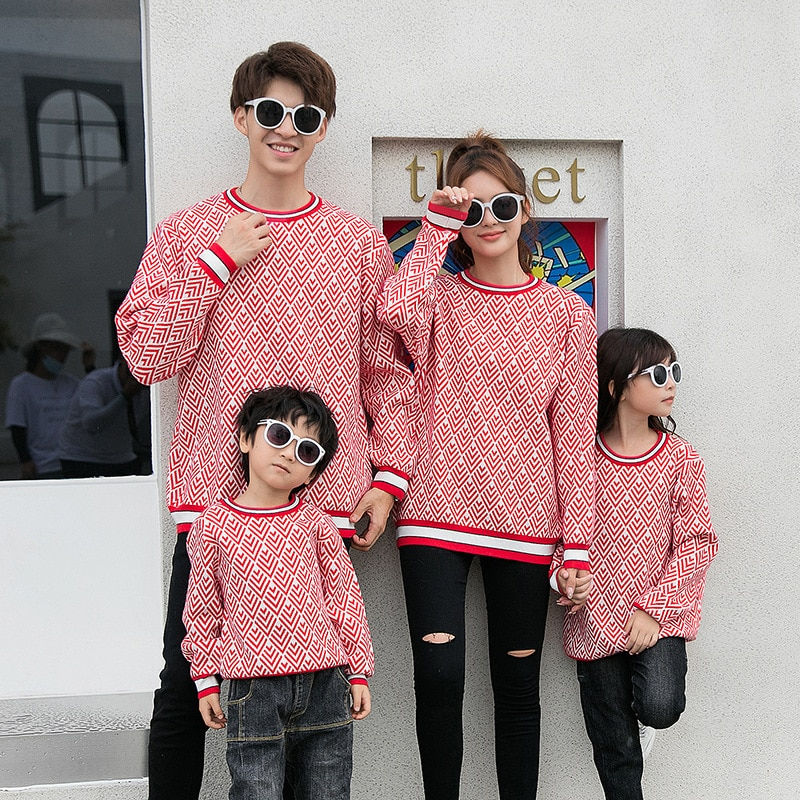 Thumbnail: Matching Sweaters For Family Mother Daughter Dad Son Knitted Sweater Family Loo