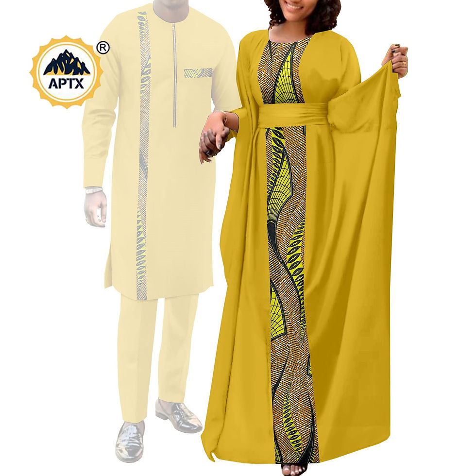 Thumbnail: African Clothes for Couples Women Ankara Print Long Dresses Match Men Outfits T