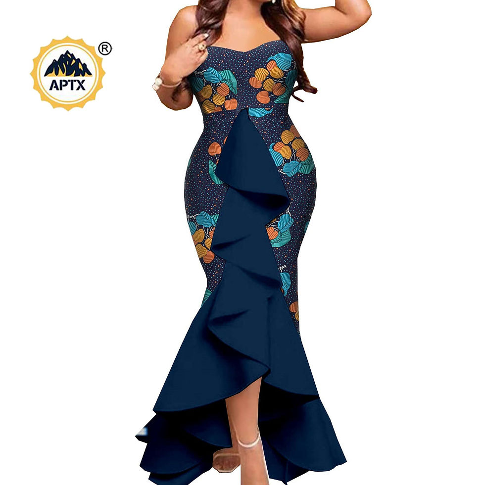 Thumbnail: Dasiki African Women Mermaid Dresses Match Men Outfits Pant Sets Bazin Riche Af