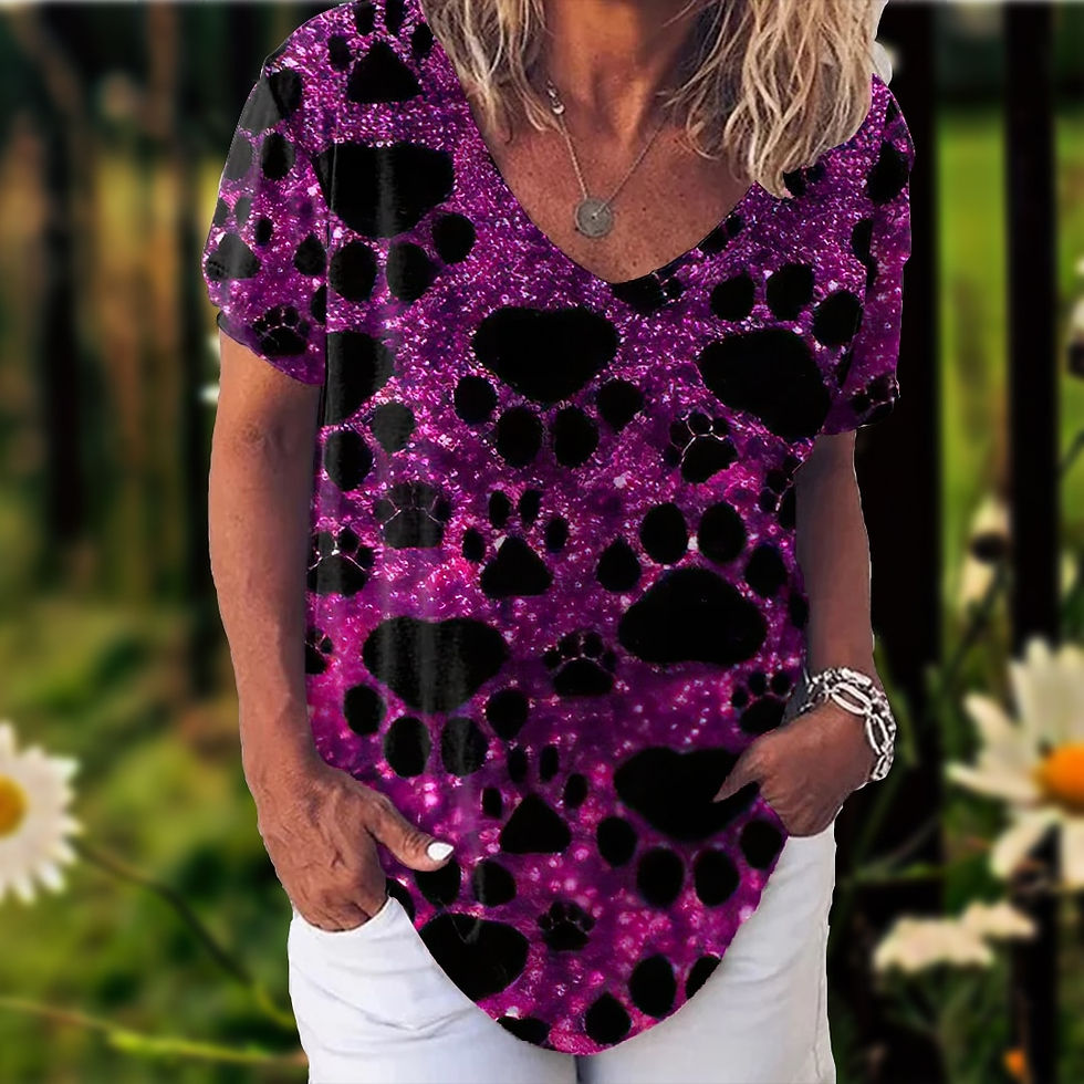 الصورة المصغرة: T Shirt For Women Print Cat Girls T-shirt Fashion Summer Short Sleeve V-neck Ca