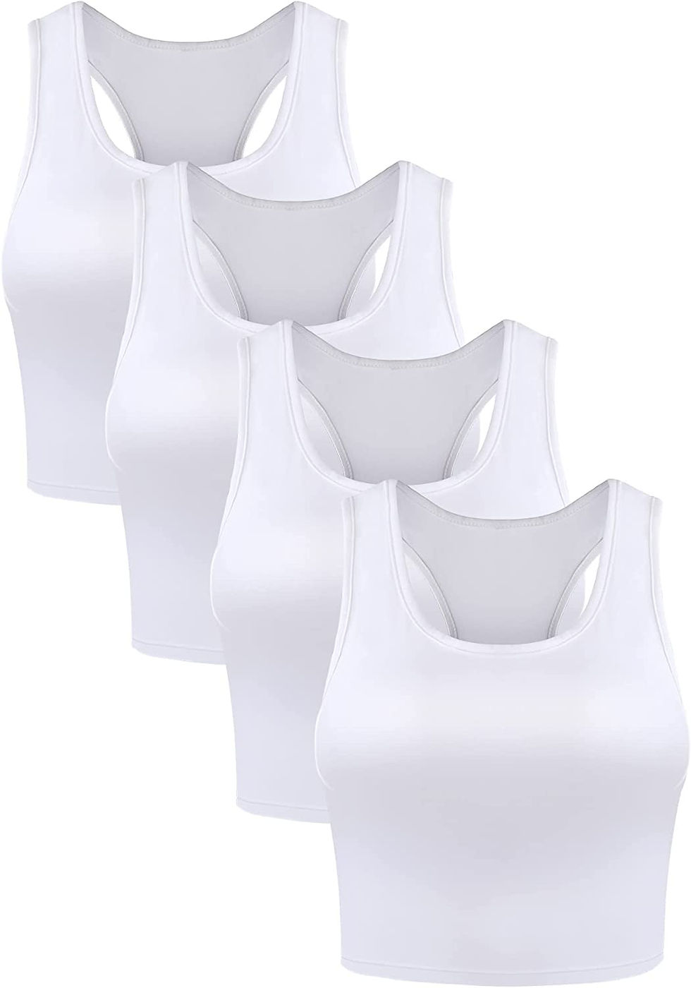 Thumbnail: Boao 4 Pieces Basic Crop Tank Tops Sleeveless Racerback Crop Sport Top for Women