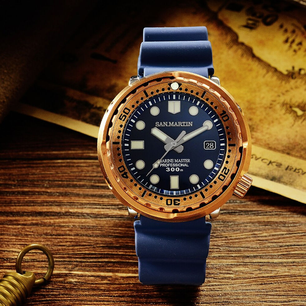 Thumbnail: San Martin Tuna Bronze Men Watch Automatic Mechanical Sapphire Luminous 30 Bar 