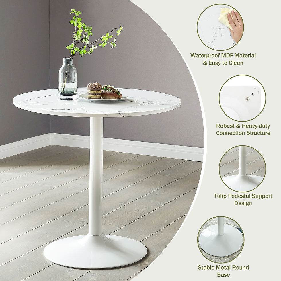 Миниатюра: Surmoby Round Tulip Dining Table, 32" Mid-Century Modern  Kitchen Table with Ma