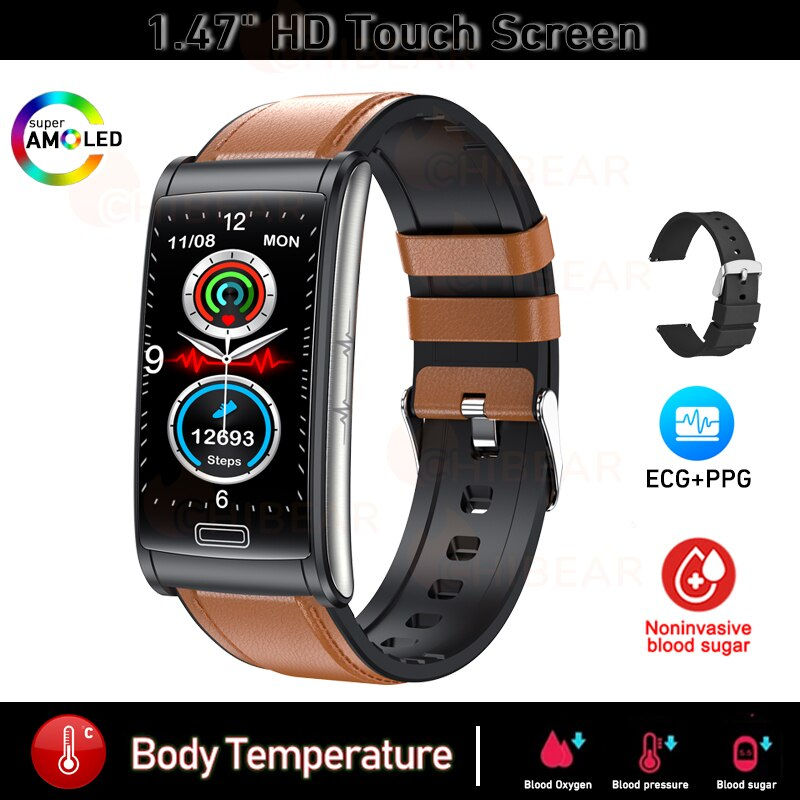 Thumbnail: ECG+PPG Smart Watch Men Blood Glucose Meter Heart Rate Blood Pressure Health Sp