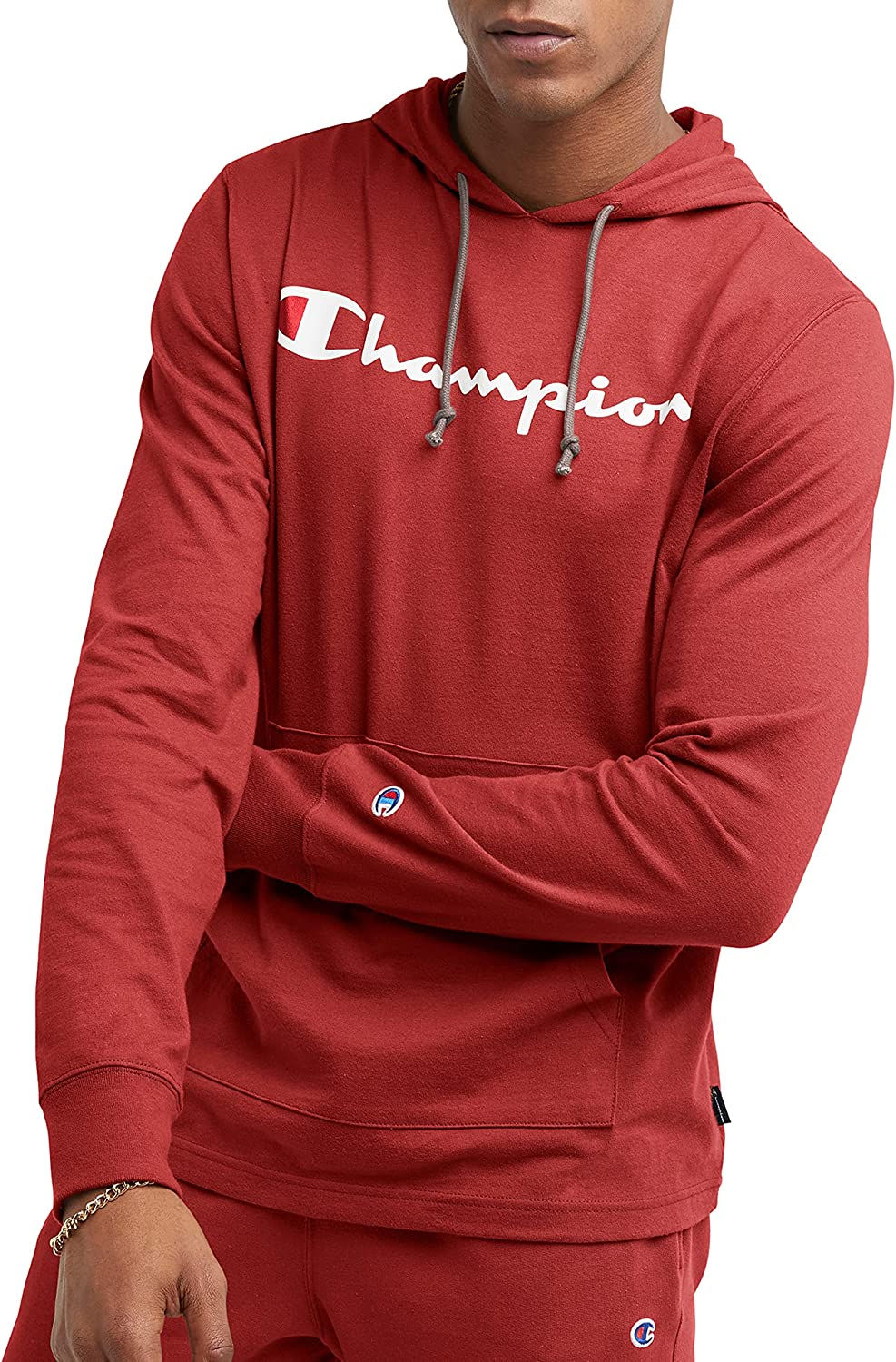 Champion Men's Hooded Long-Sleeve Tee Shirt for Men, Cotton Men's T-Shirt Hoodi