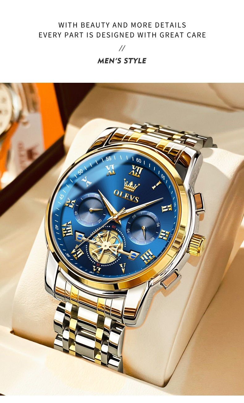 Thumbnail: OLEVS Top Brand Men's Watches Classic Roman Scale Dial Luxury Wrist Watch for M