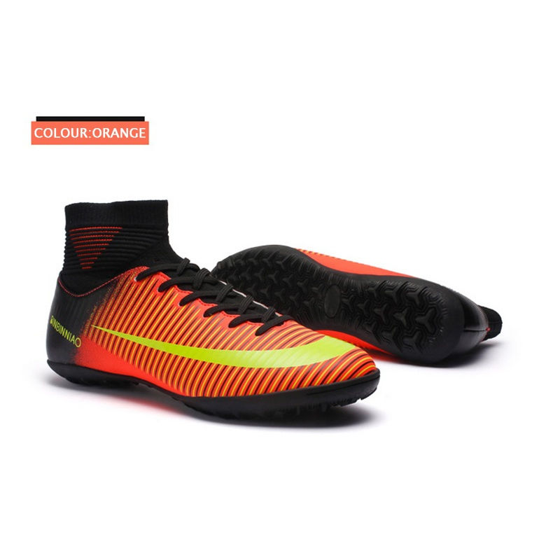 Thumbnail: Adult and Children's Soccer Shoes Outdoor Sports Youth Football Shoes Waterproo