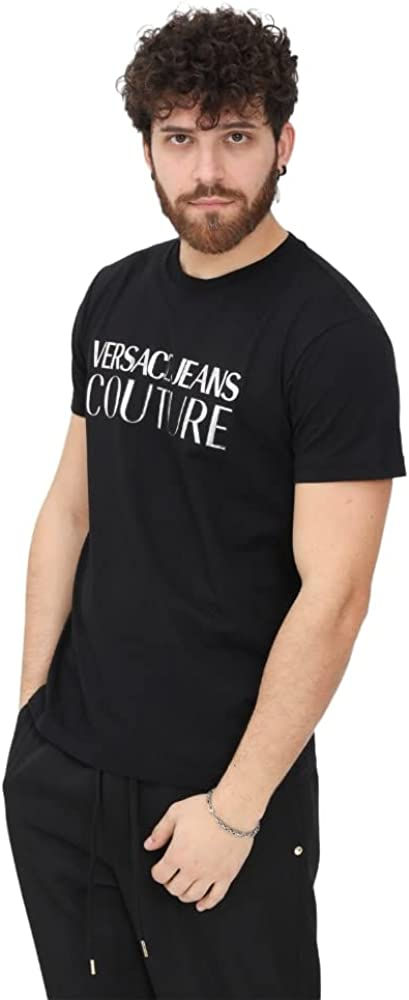 Thumbnail: Versace Jeans Couture Men's Black Silver Logo Short Sleeve T-Shirt