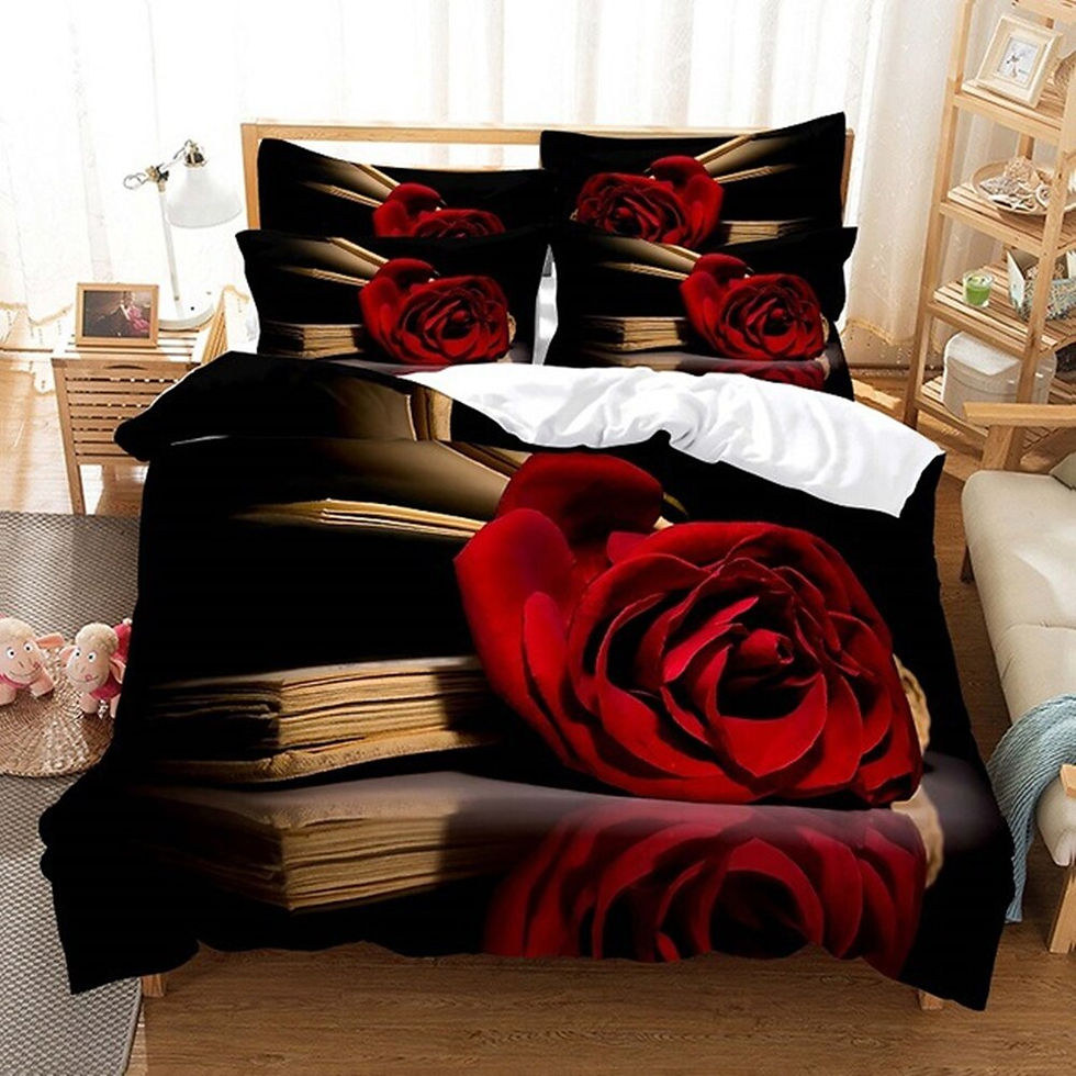 Thumbnail: Red Rose Duvet Cover King/Queen Size,flower Quilt Cover Valentine's Day Wedding